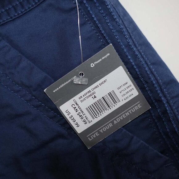 Eddie Bauer Women's Aspire Chino Shorts Size 14 NWT Dust Indigo Blue Flat Front - Picture 2 of 5